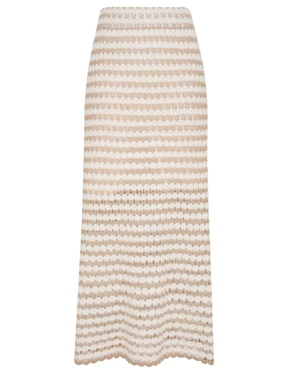 ZIMMERMANN Clothing | Skirts<Tallow Crochet Midi Skirt Ivory Gold