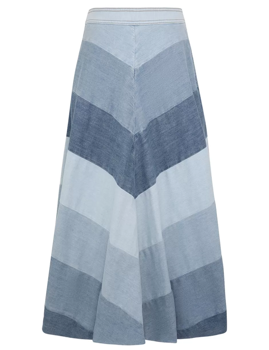 ZIMMERMANN Clothing | Dresses & Coverups<Tallow Denim Midi Skirt Chevron