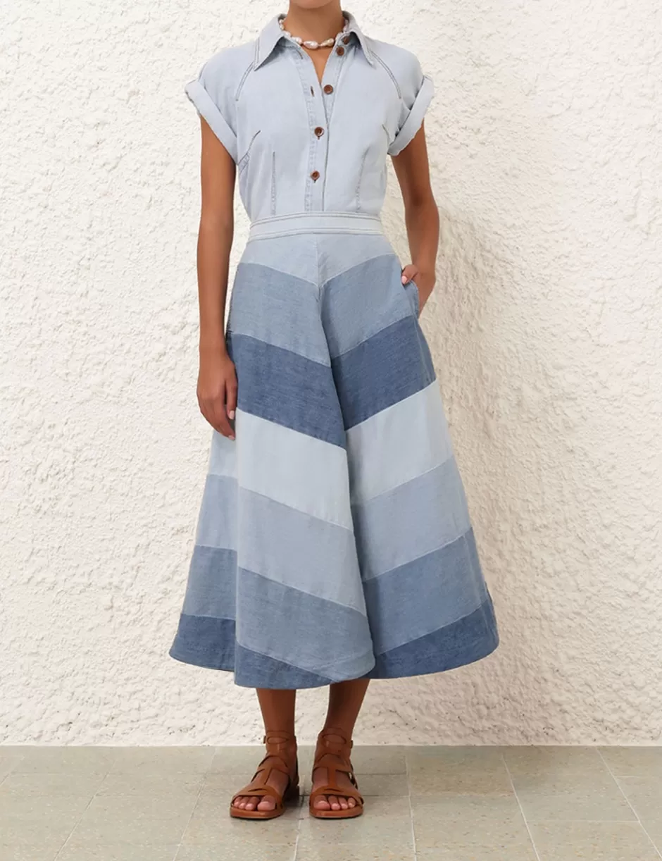 ZIMMERMANN Clothing | Dresses & Coverups<Tallow Denim Midi Skirt Chevron