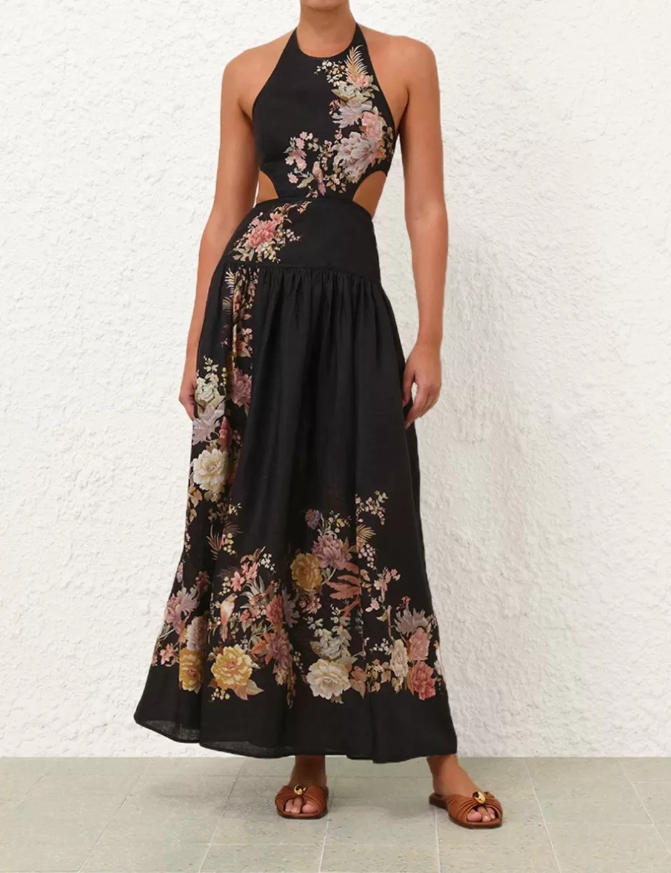 ZIMMERMANN Clothing | Dresses & Coverups<Tallow Halter Midi Dress Black Multi Floral