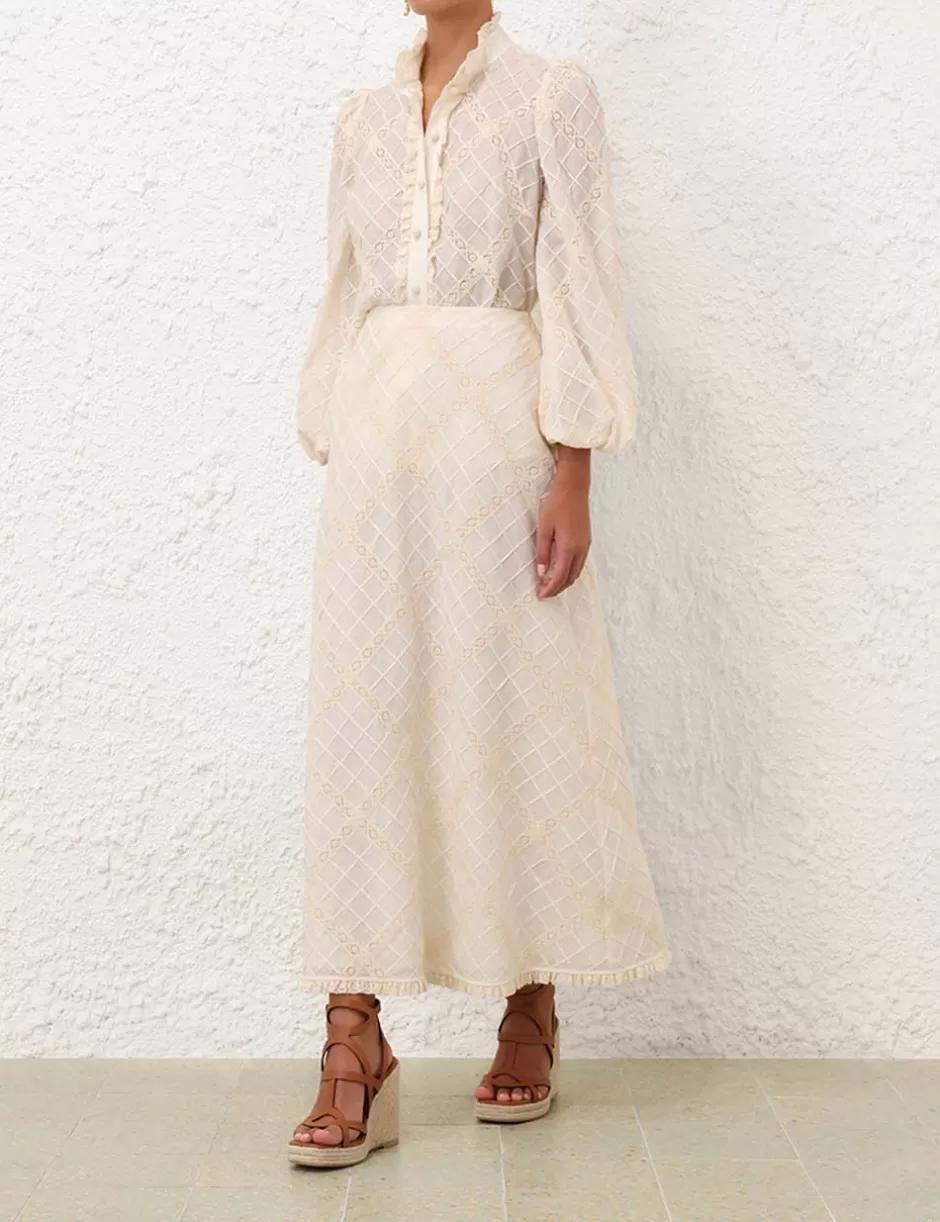 ZIMMERMANN Clothing | Skirts<Tallow Lace Trim Bias Skirt Tea