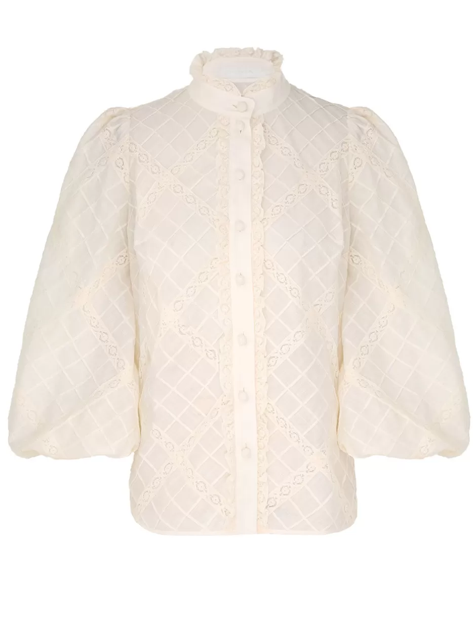 ZIMMERMANN Clothing | Tops<Tallow Lace Trim Shirt Tea