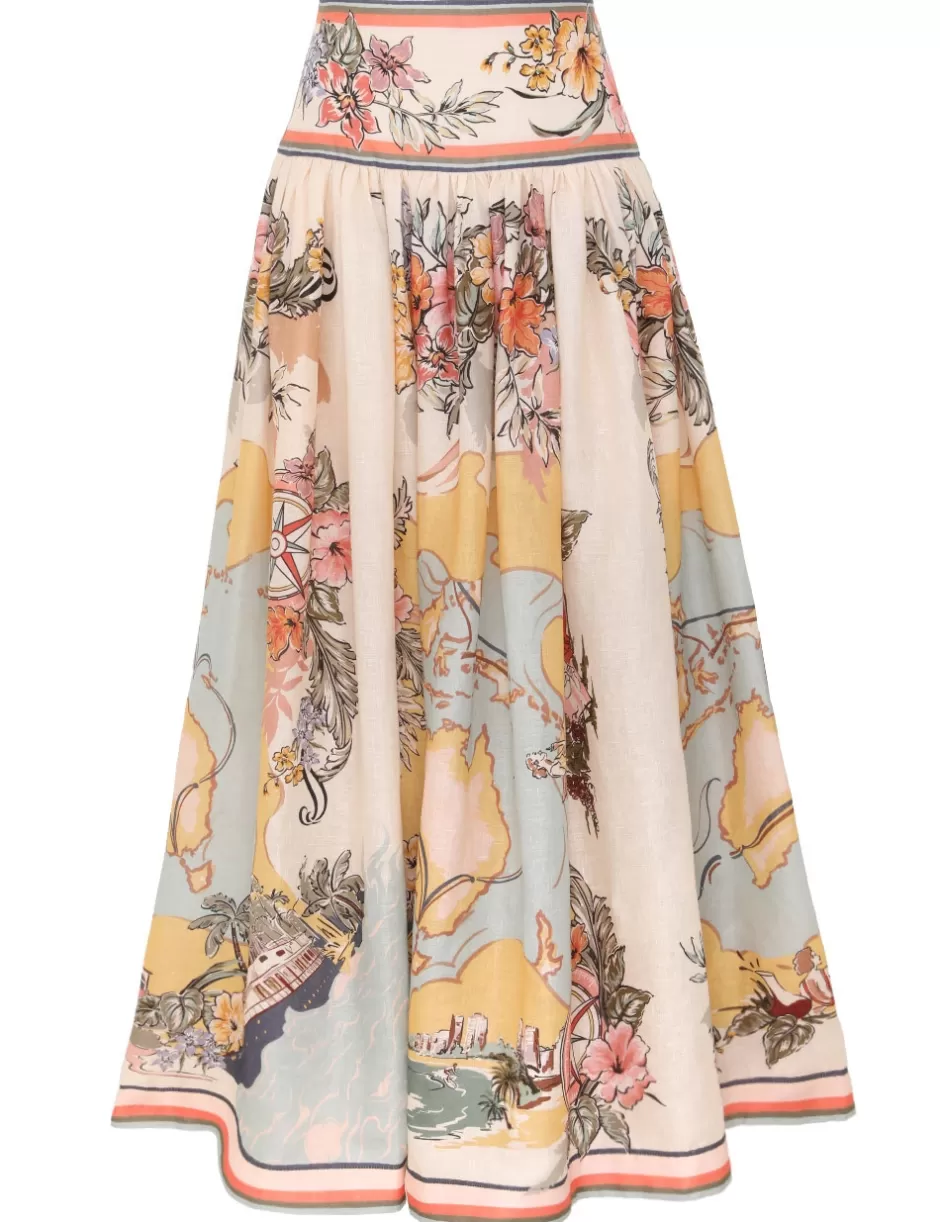 ZIMMERMANN Clothing | Skirts<Tallow Midi Skirt Nautical Map