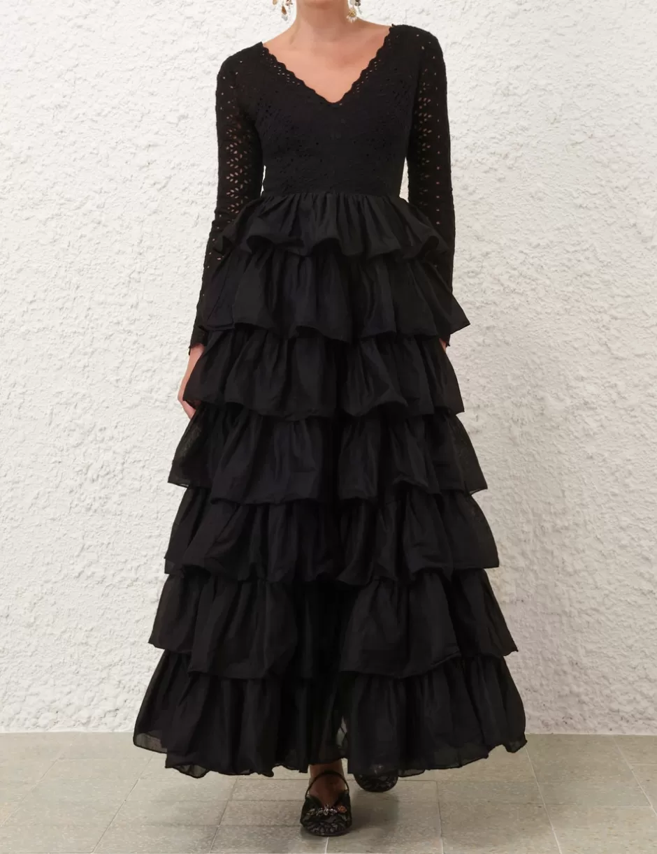 ZIMMERMANN Clothing | Dresses & Coverups<Tallow Tiered Ruffle Gown Black