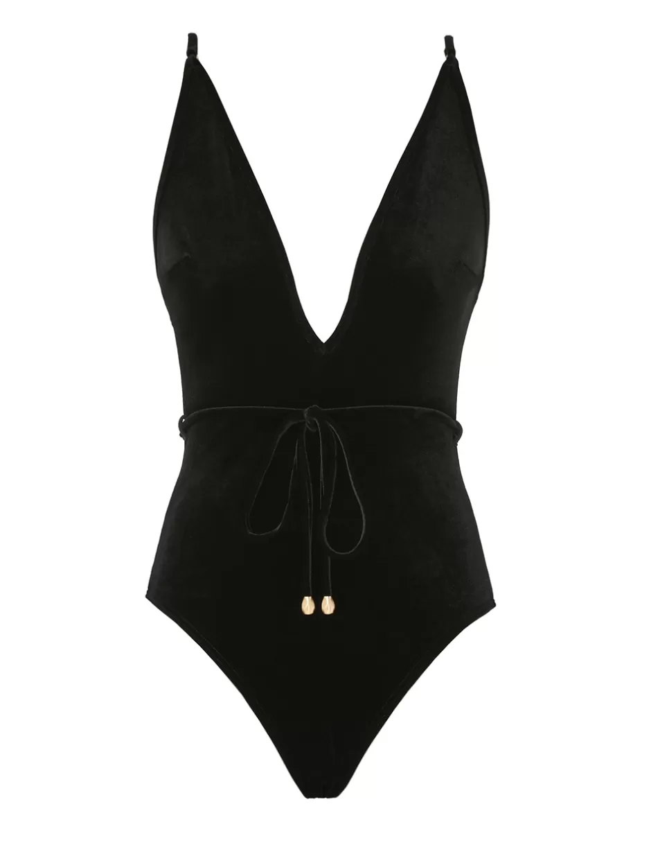 ZIMMERMANN One Pieces<Tallow Velvet Plunge 1PC Black