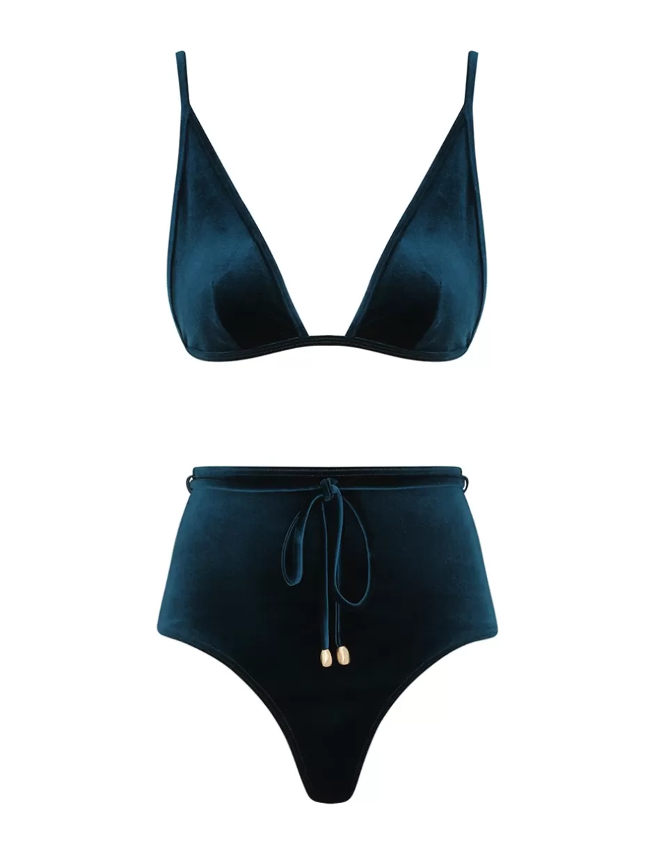 ZIMMERMANN Bikinis<Tallow Velvet Tri Bikini Dark Teal