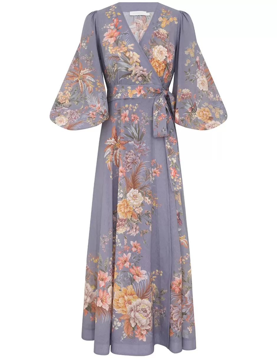 ZIMMERMANN Clothing | Dresses & Coverups<Tallow Wrap Midi Dress Teal Multi Floral