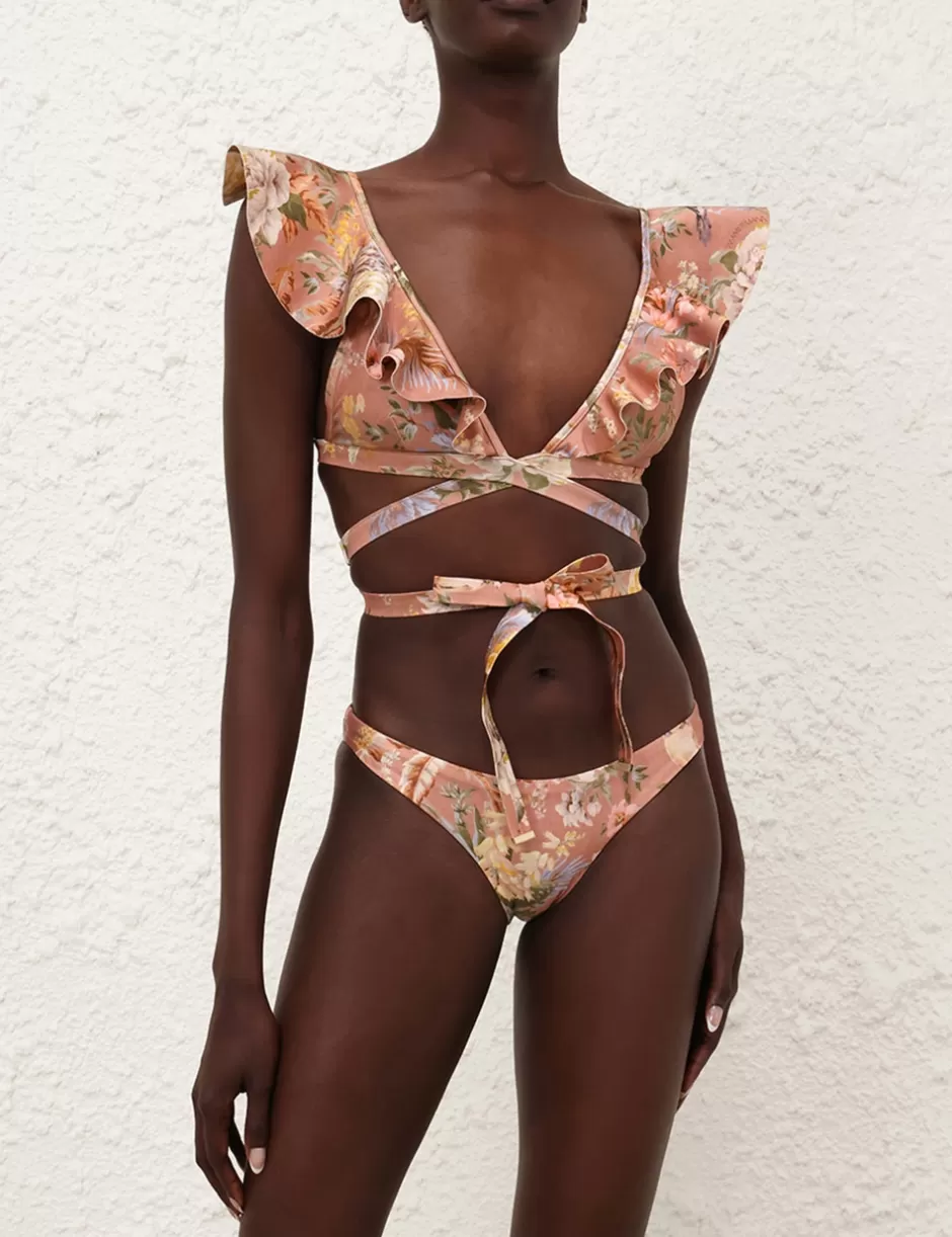 ZIMMERMANN Bikinis<Tallow Wrap Ruffle Bikini Tropical Oasis Pink