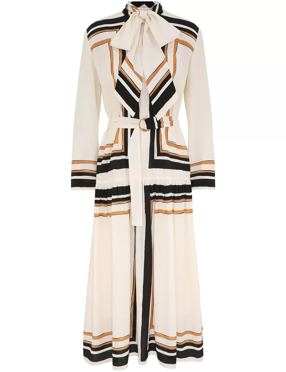 ZIMMERMANN Clothing | Dresses<Tie Neck Midi Dress Stripe