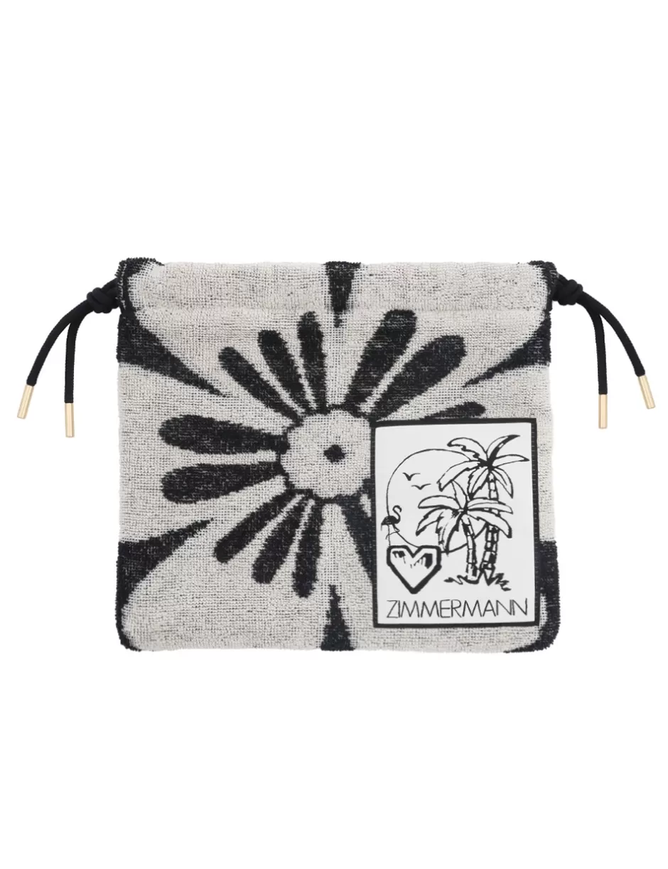 ZIMMERMANN Accessories | Bags<Towelling Drawstring Pouch Black Cream