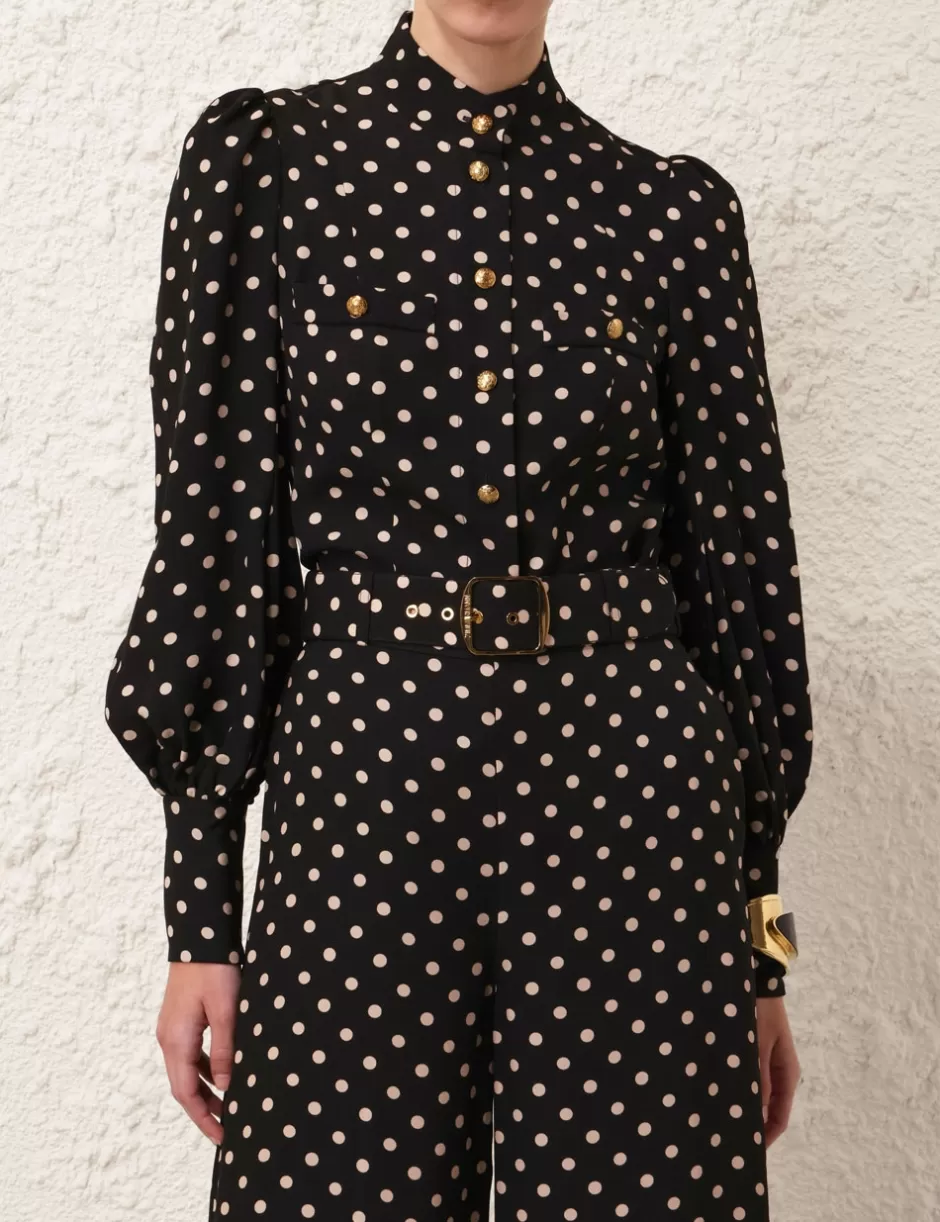 ZIMMERMANN Clothing | Tops<Utility Blouse Black Cream Dot