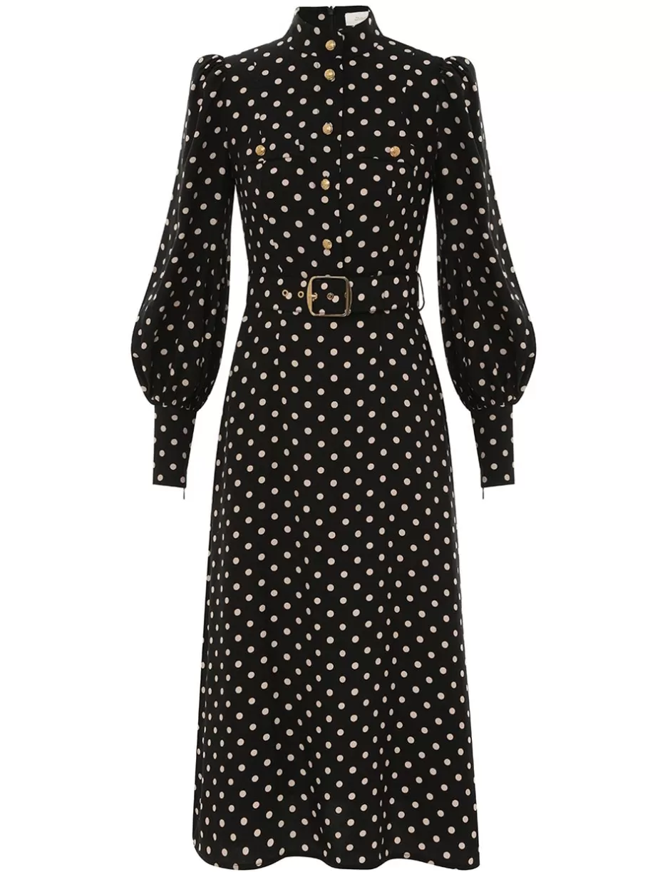 ZIMMERMANN Clothing | Dresses<Utility Midi Dress Black Cream Dot