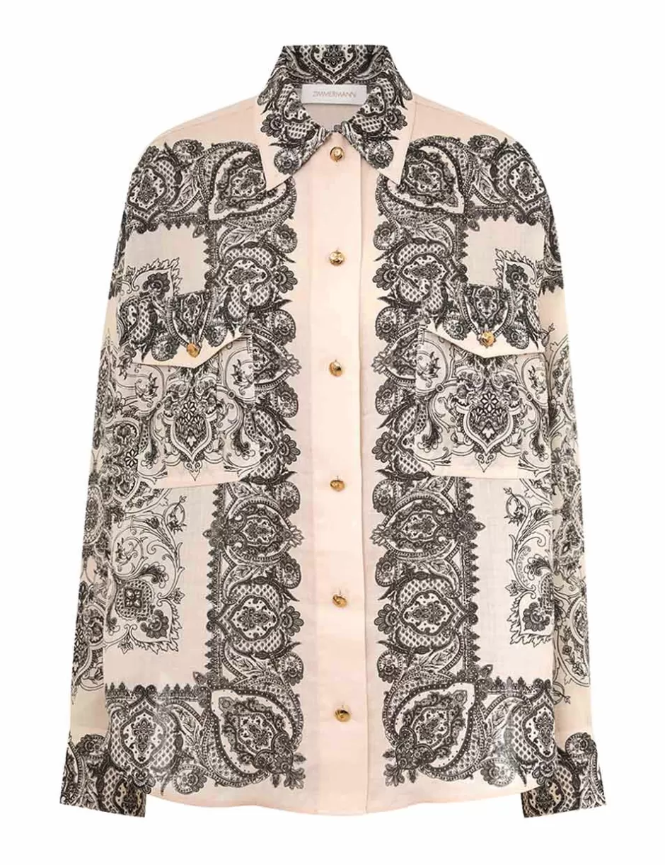 ZIMMERMANN Clothing | Tops<Utility Pocket Shirt Tea Paisley