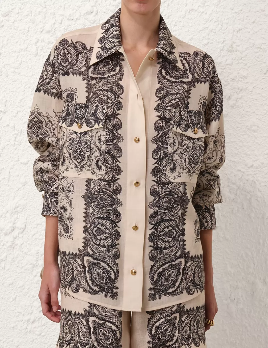 ZIMMERMANN Clothing | Tops<Utility Pocket Shirt Tea Paisley