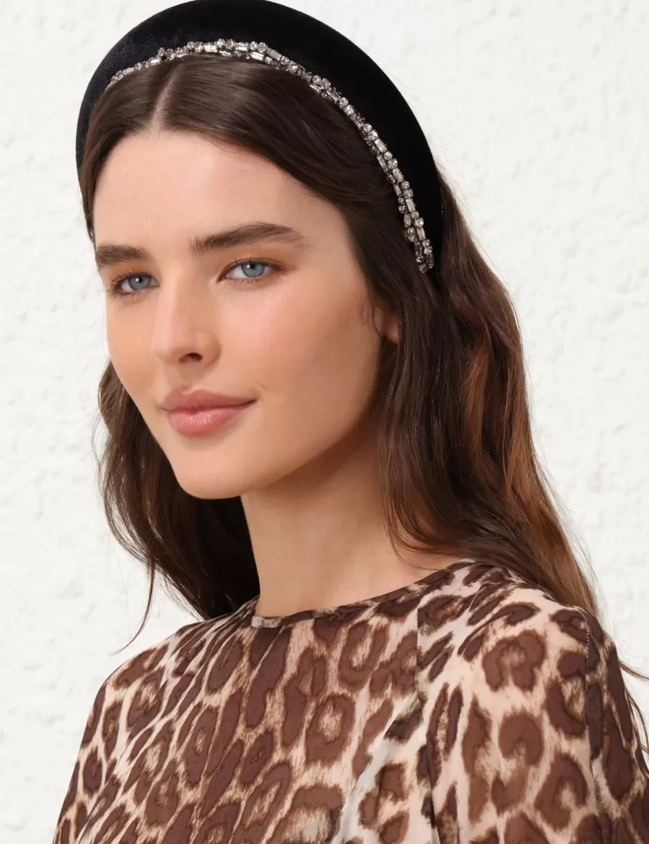 ZIMMERMANN Accessories | Hair Accessories<Velvet Rhinestone Headband Black