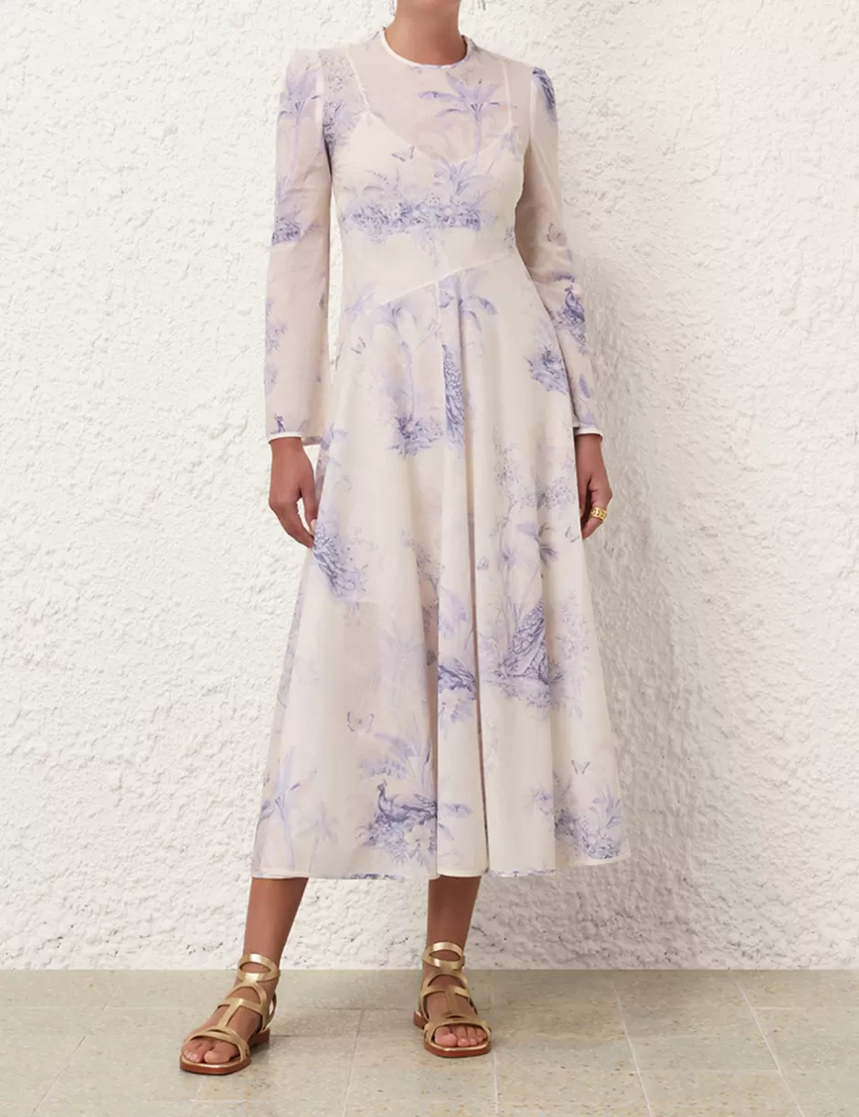 ZIMMERMANN Clothing | Dresses & Coverups<Waverly Asymmetric Long Dress Blue Palm