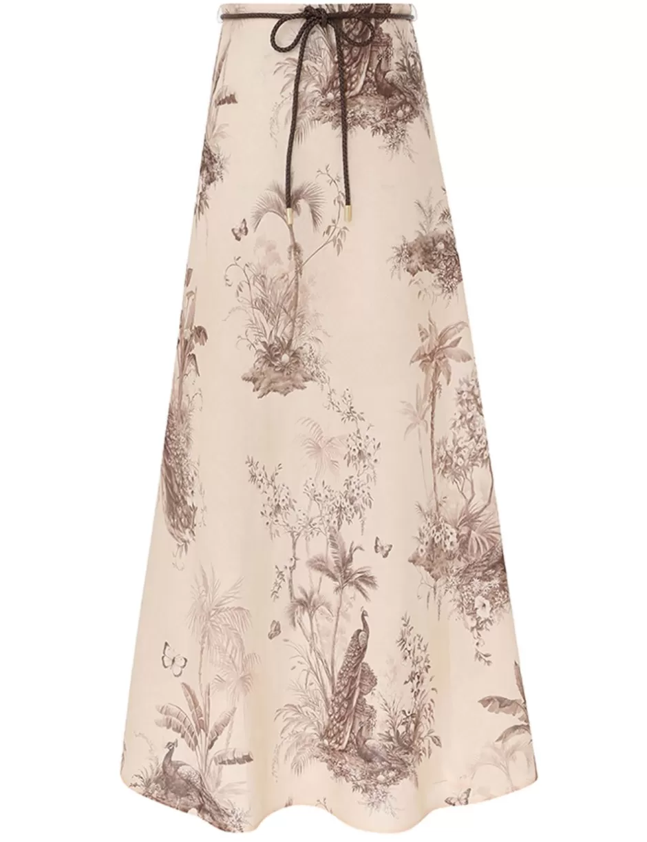 ZIMMERMANN Clothing | Skirts<Waverly Bias Midi Skirt Beige Palm