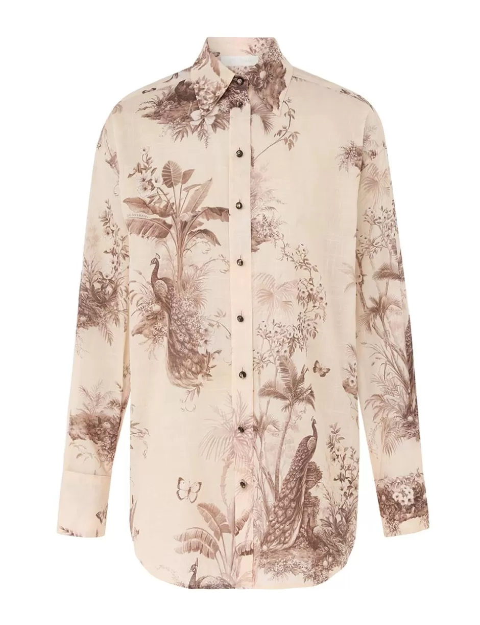 ZIMMERMANN Clothing | Tops<Waverly Button Up Shirt Beige Palm