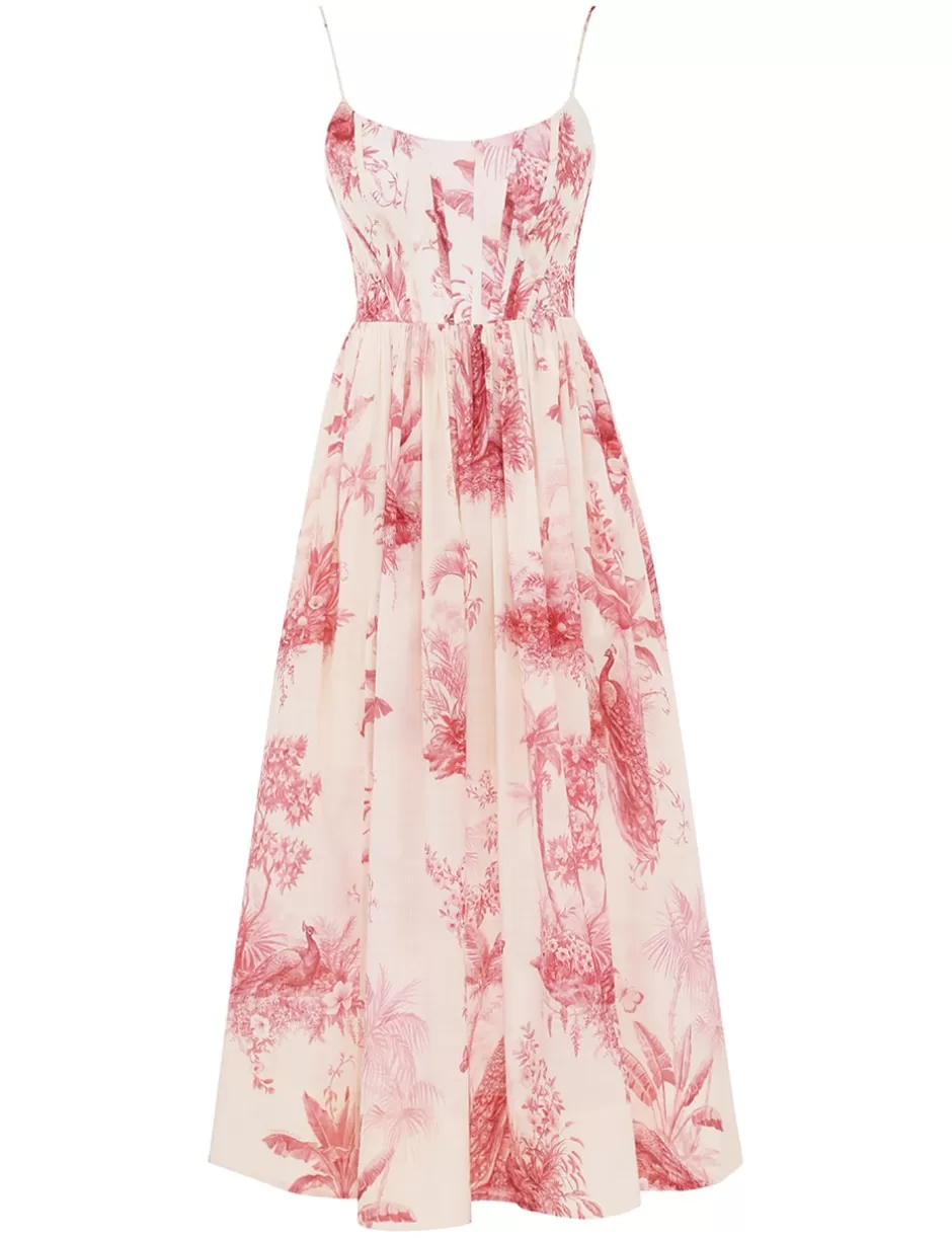 ZIMMERMANN Clothing | Dresses & Coverups<Waverly Corset Midi Dress Pink Palm