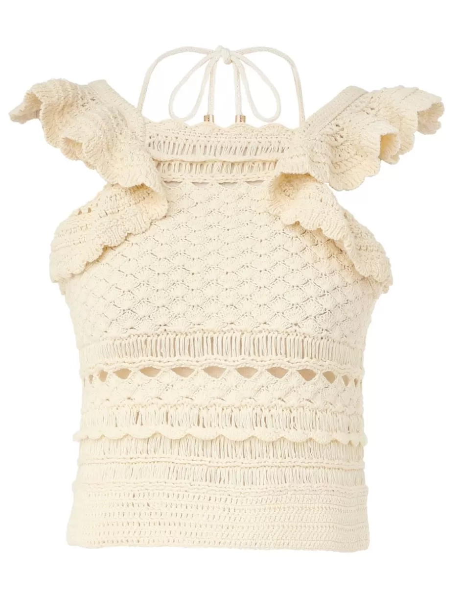 ZIMMERMANN Clothing | Tops<Waverly Crochet Halter Tank Cream