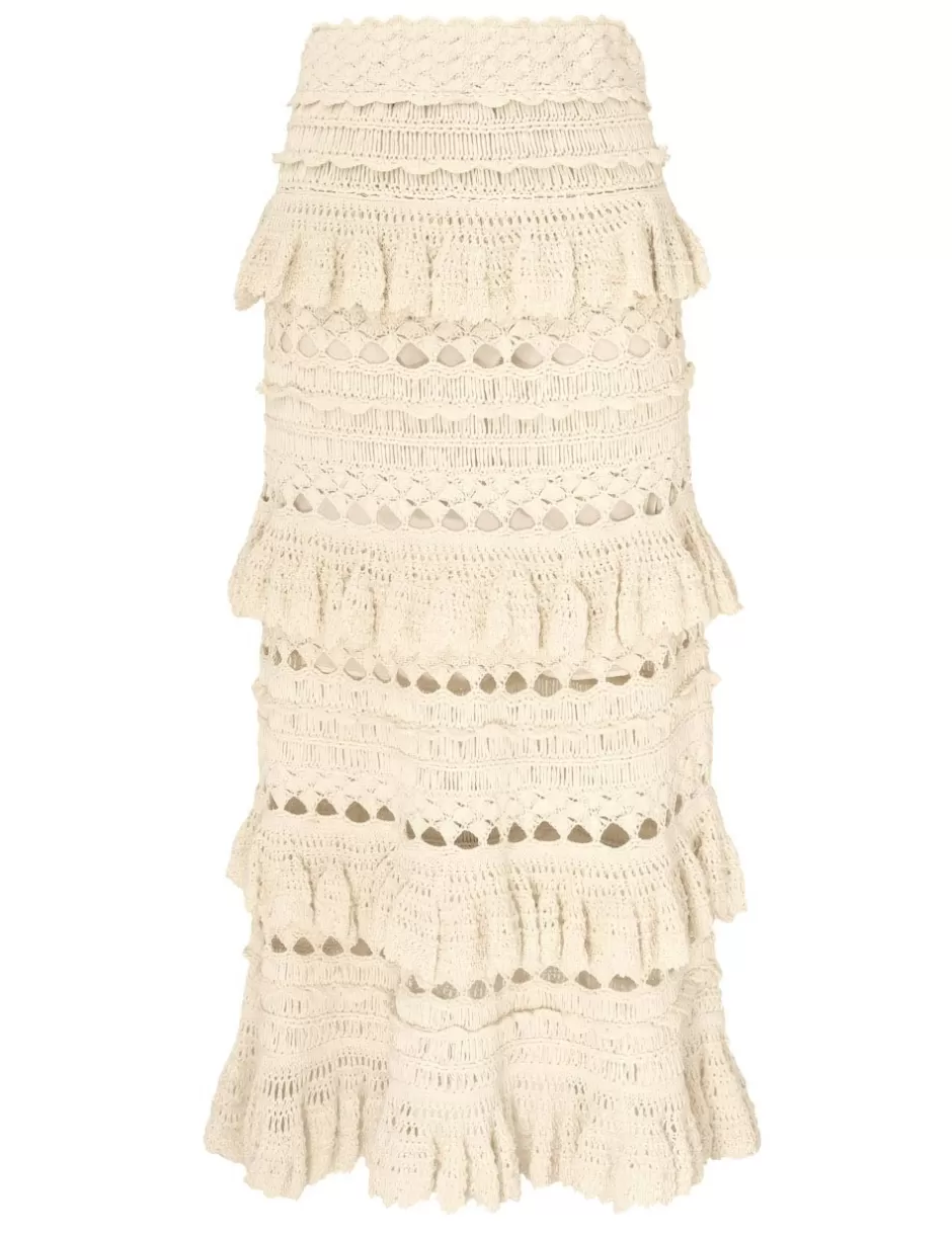 ZIMMERMANN Clothing | Skirts<Waverly Crochet Midi Skirt Cream