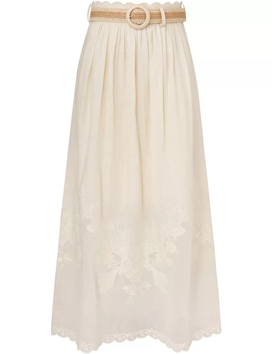 ZIMMERMANN Clothing | Skirts<Waverly Embroidered Midi Skirt Tea