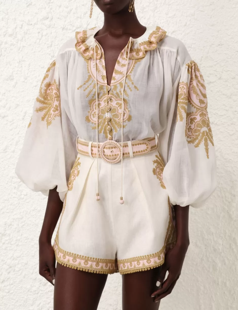 ZIMMERMANN Clothing | Tops<Waverly Embroidered Top Cream Gold