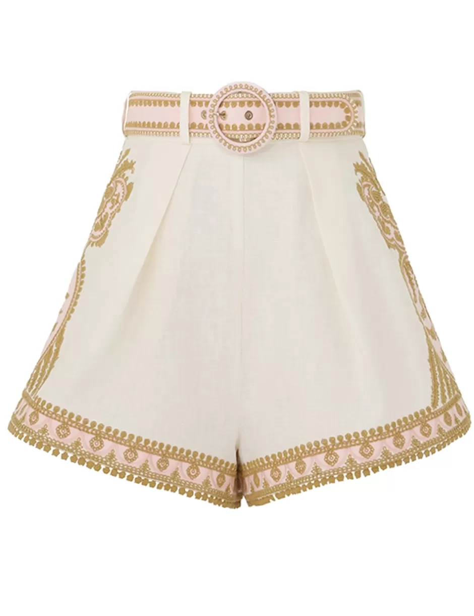 ZIMMERMANN Clothing | Shorts & Pants<Waverly Embroidered Tuck Short Cream Gold