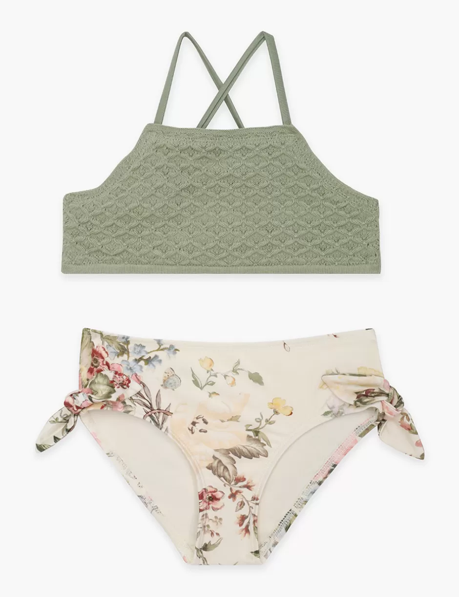 ZIMMERMANN Kids | Swimwear<Waverly Knit Bandeau Bikini Cream Floral