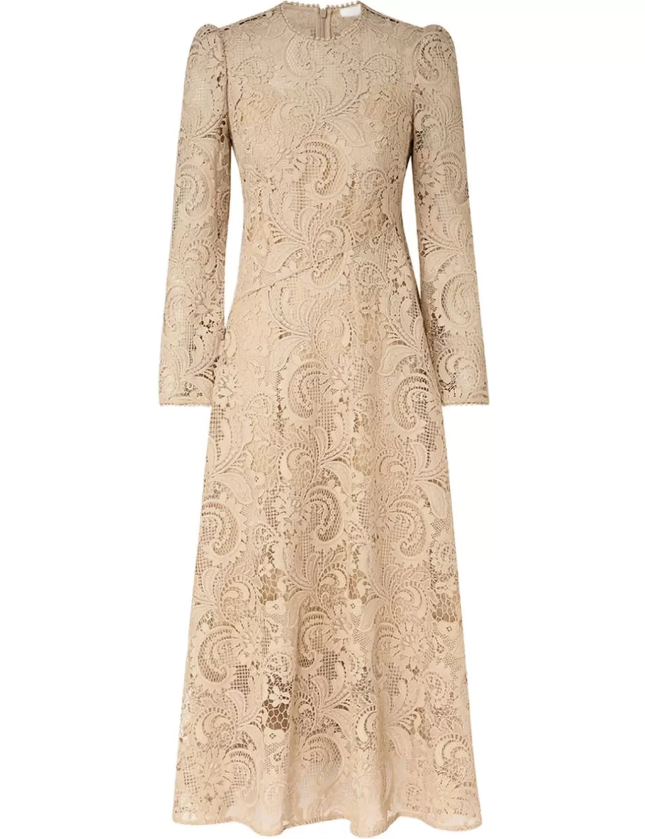 ZIMMERMANN Clothing | Dresses & Coverups<Waverly Lace Midi Dress Taupe