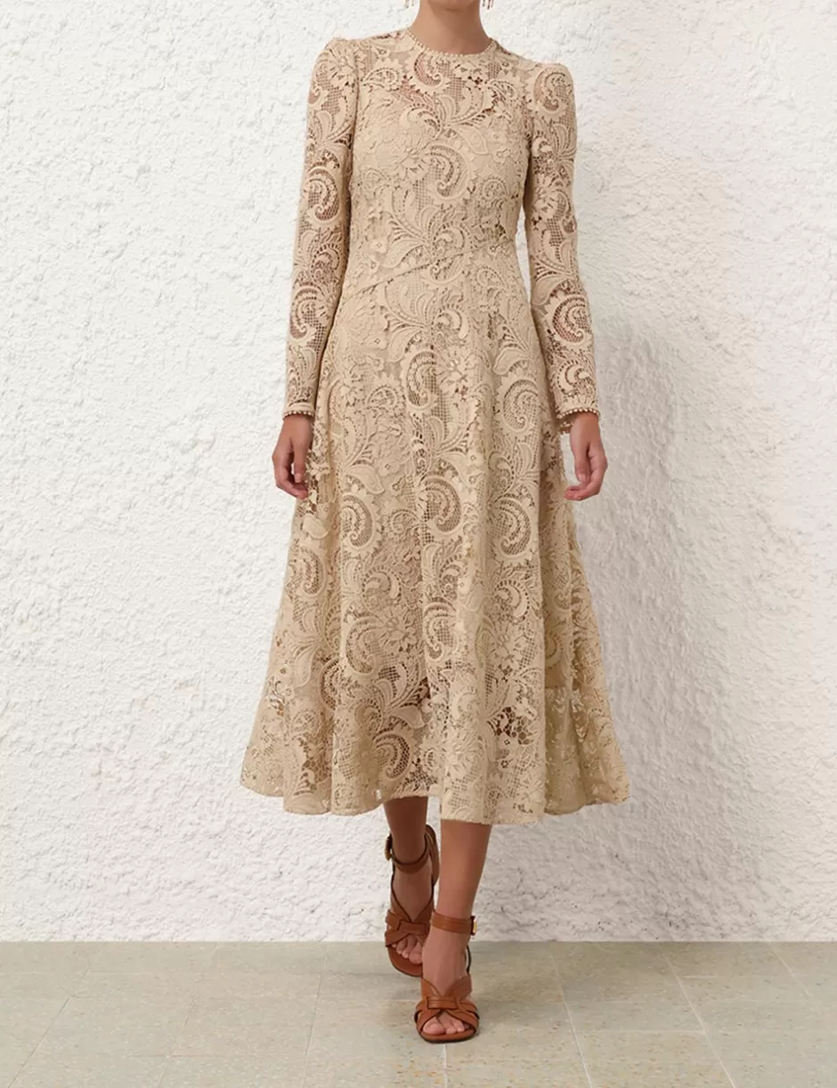 ZIMMERMANN Clothing | Dresses & Coverups<Waverly Lace Midi Dress Taupe