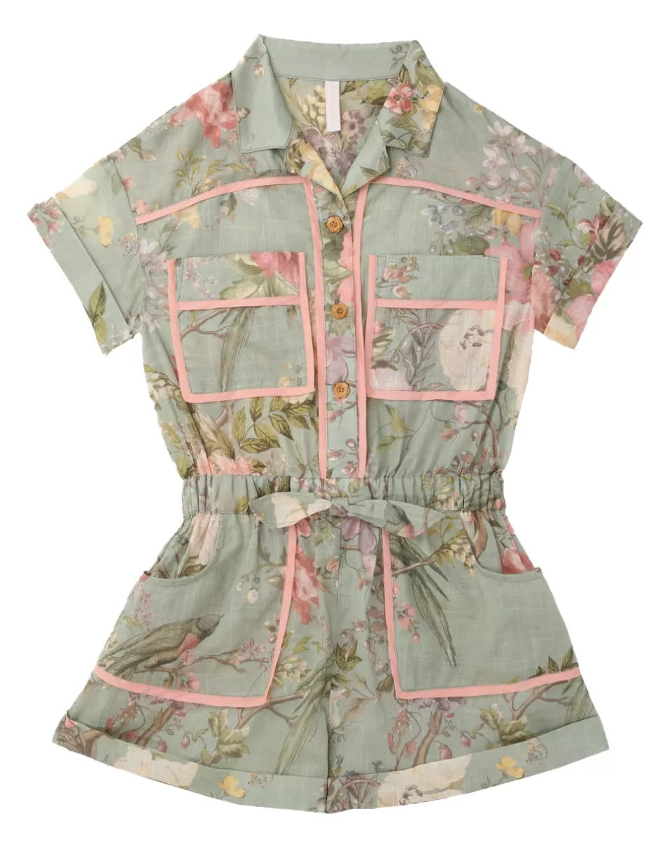 ZIMMERMANN Kids | Clothing<Waverly Pocket Detail Playsuit Sage Floral