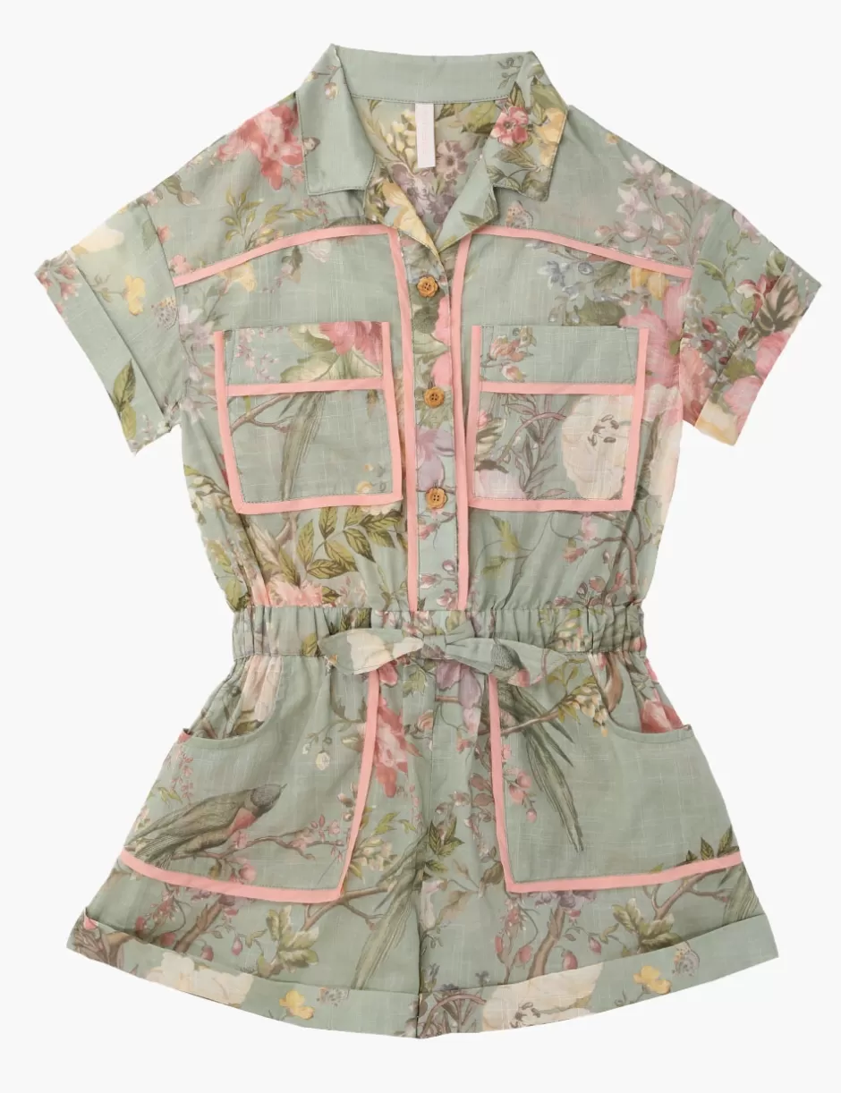 ZIMMERMANN Kids | Clothing<Waverly Pocket Detail Playsuit Sage Floral