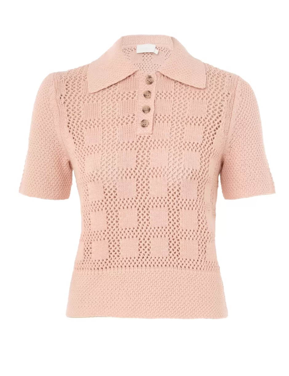 ZIMMERMANN Clothing | Tops<Waverly Polo Top Dusty Pink