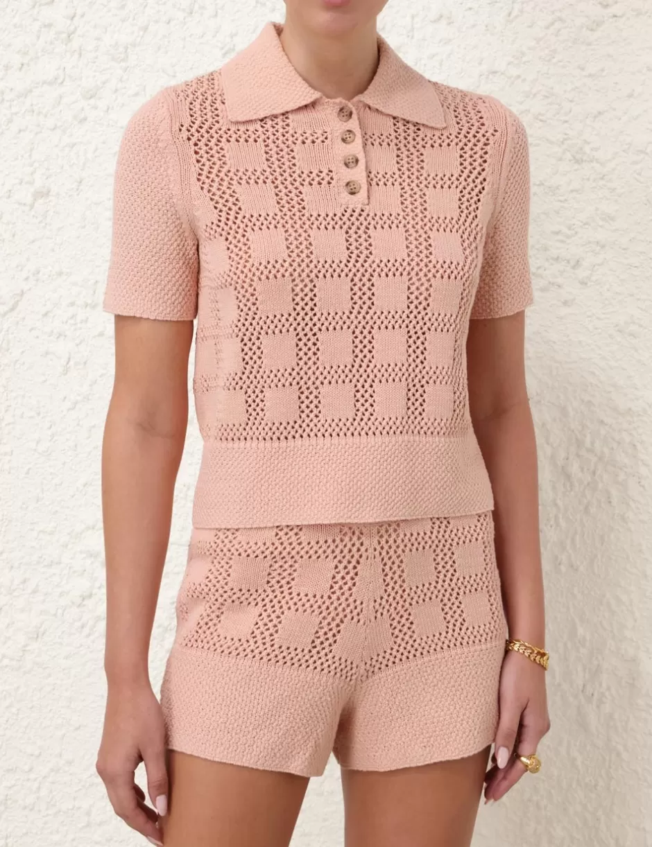 ZIMMERMANN Clothing | Tops<Waverly Polo Top Dusty Pink