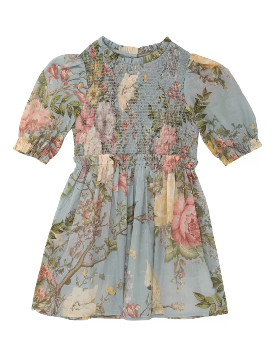 ZIMMERMANN Kids | Clothing<Waverly Puff Sleeve Dress Blue Floral