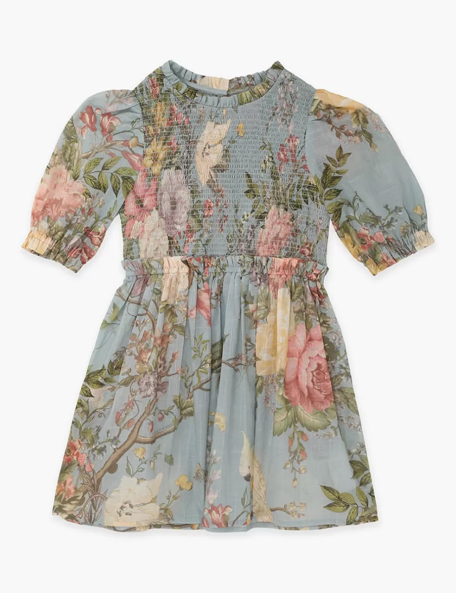 ZIMMERMANN Kids | Clothing<Waverly Puff Sleeve Dress Blue Floral