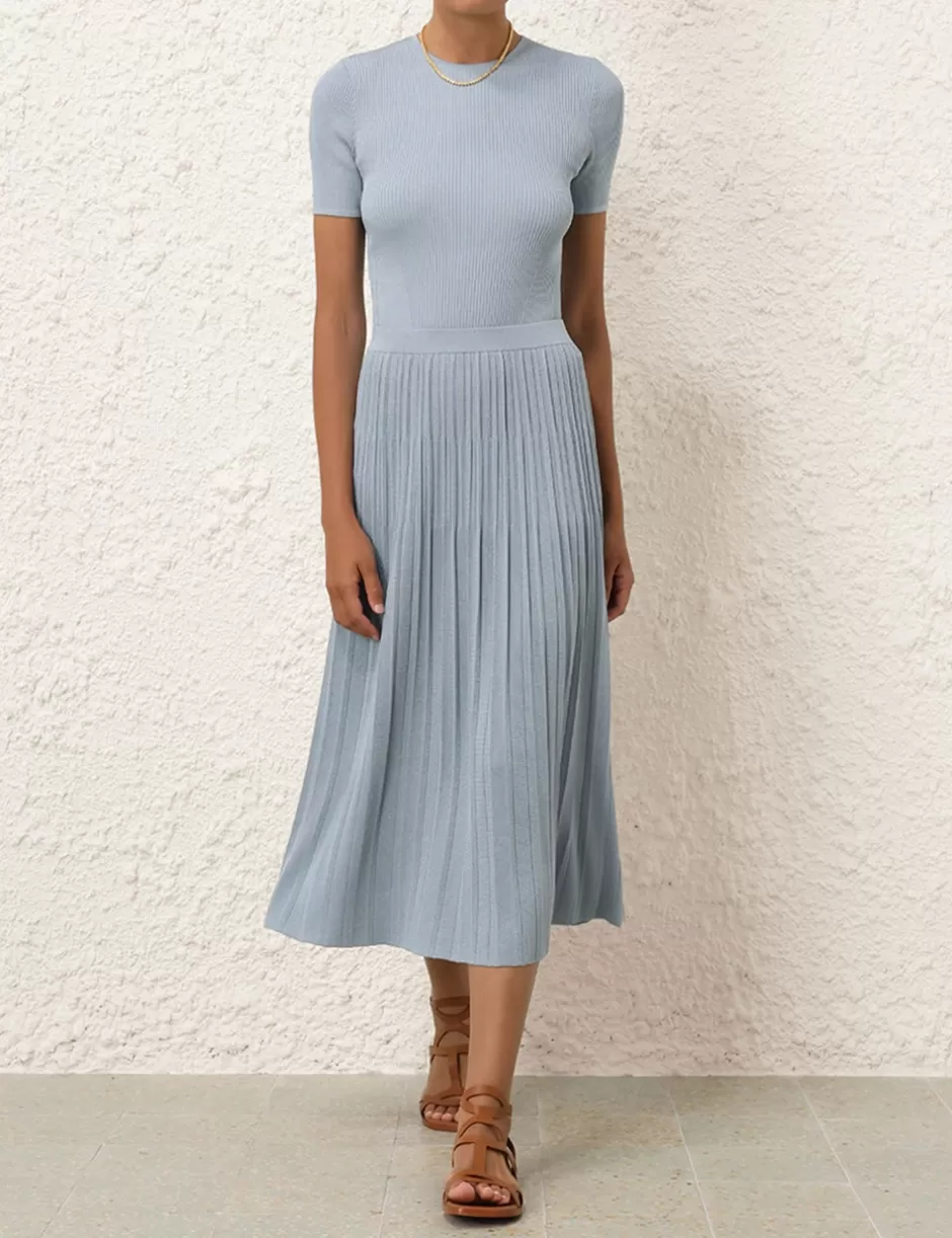 ZIMMERMANN Clothing | Skirts<Waverly Rib Midi Skirt Blue Lurex