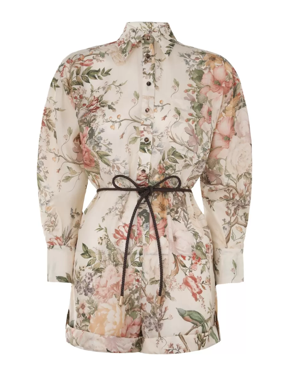 ZIMMERMANN Clothing | Jumpsuits & Playsuits<Waverly Shirt Playsuit Cream Floral