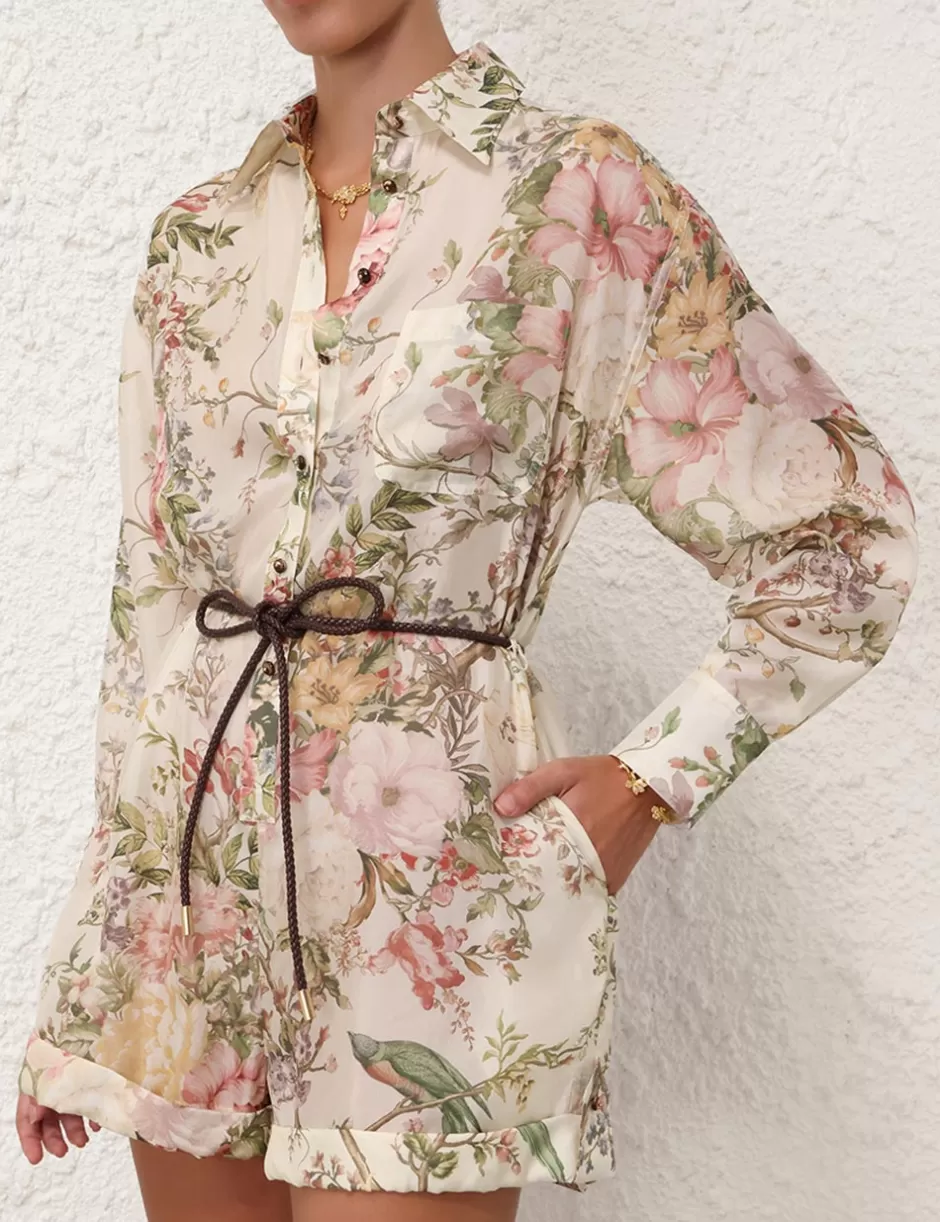 ZIMMERMANN Clothing | Jumpsuits & Playsuits<Waverly Shirt Playsuit Cream Floral