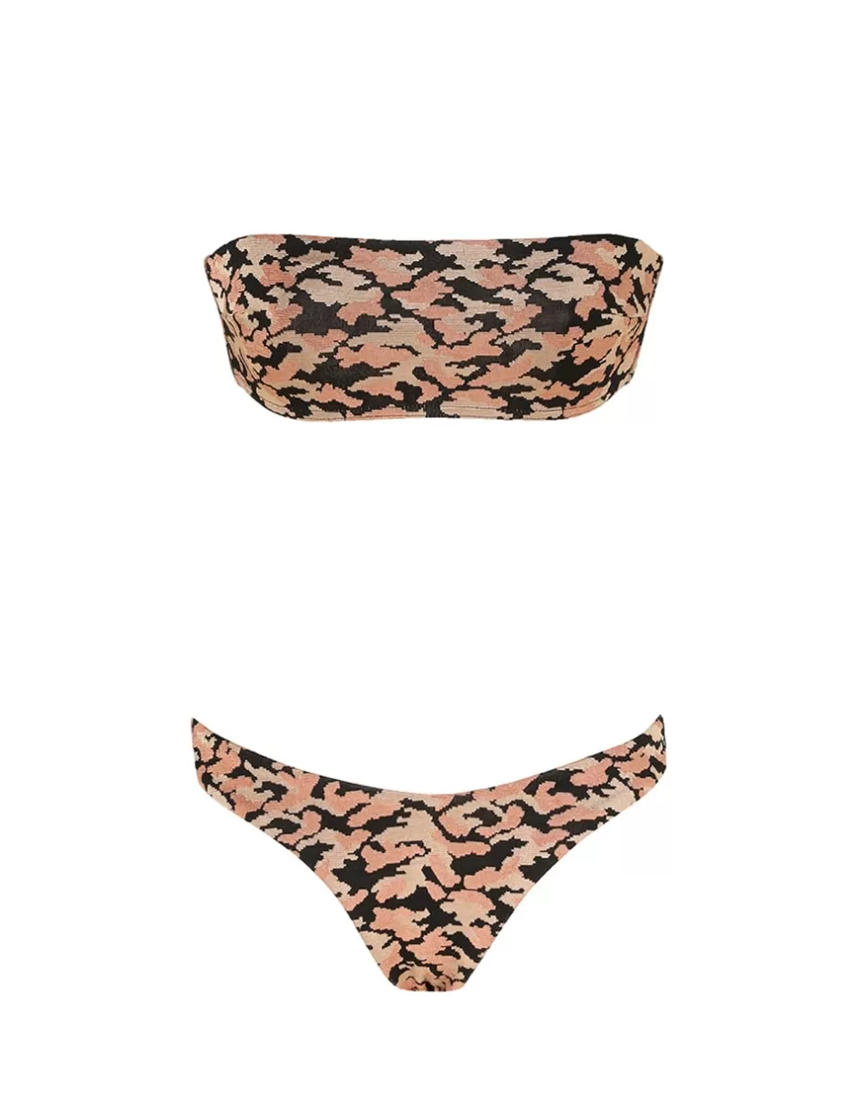 ZIMMERMANN Bikinis<Waverly Texture Bandeau Bikini Black Gold