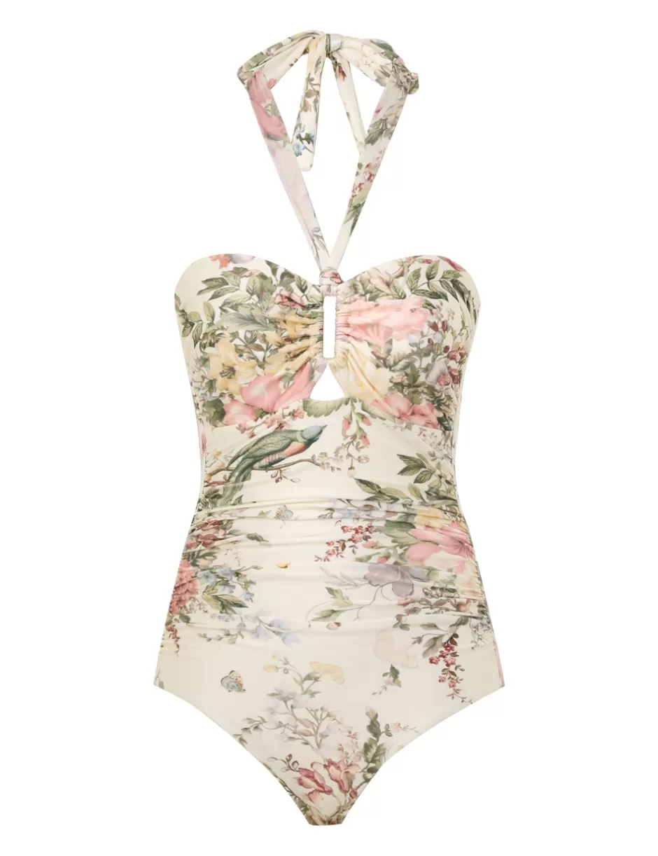 ZIMMERMANN One Pieces<Waverly Wide Link 1PC Cream Floral