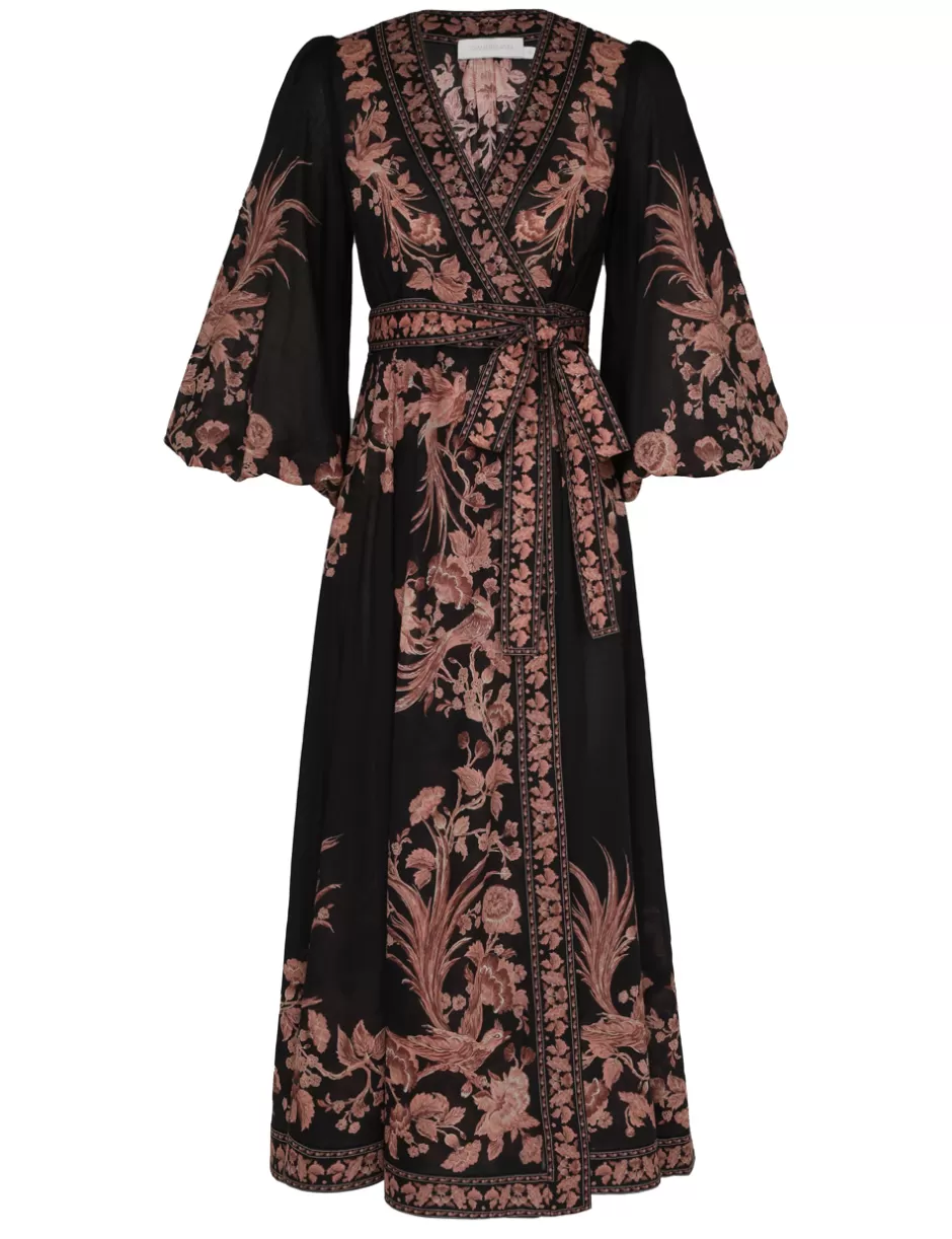 ZIMMERMANN Clothing | Dresses & Coverups<Waverly Wrap Midi Dress Black Bird Floral