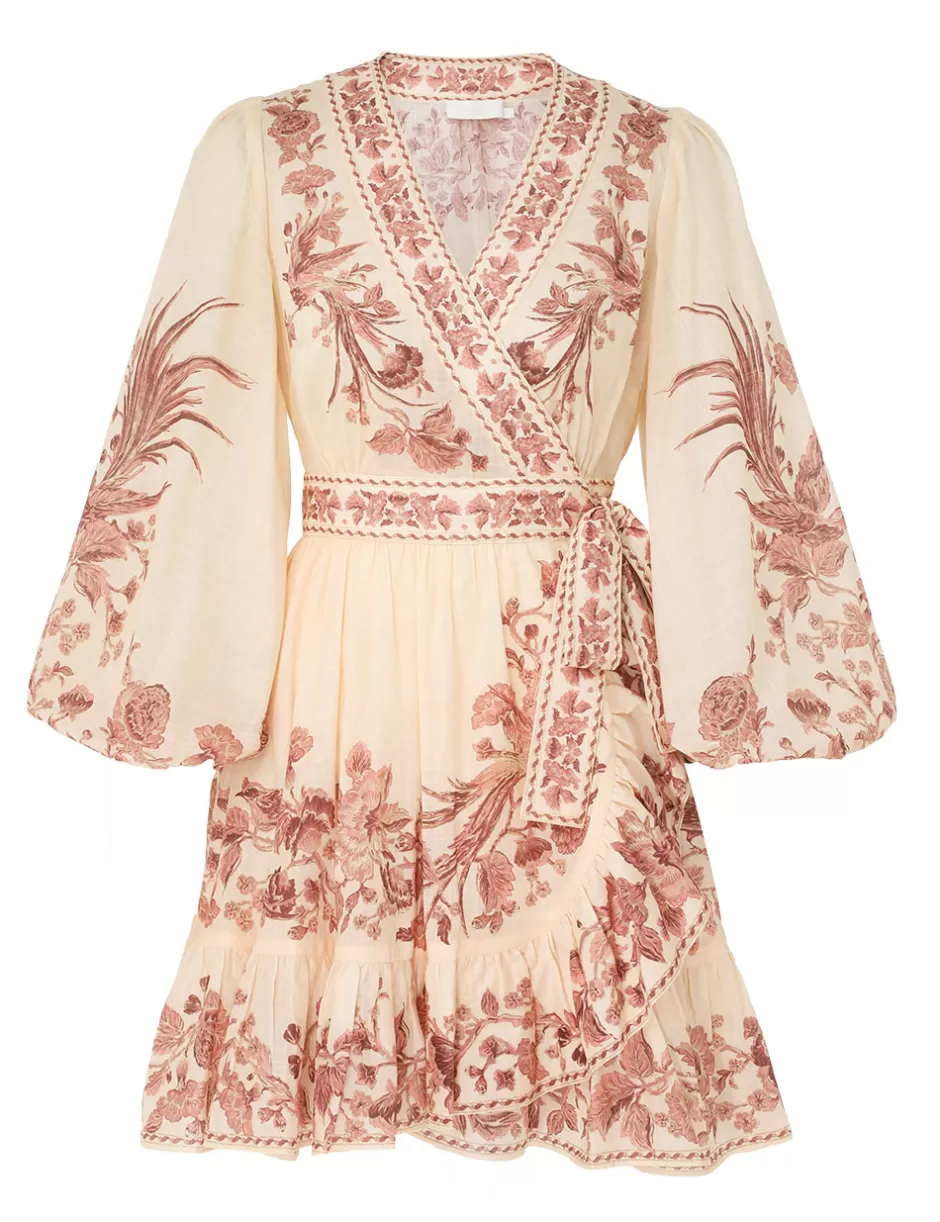 ZIMMERMANN Clothing | Dresses & Coverups<Waverly Wrap Mini Dress Cream Pink Bird