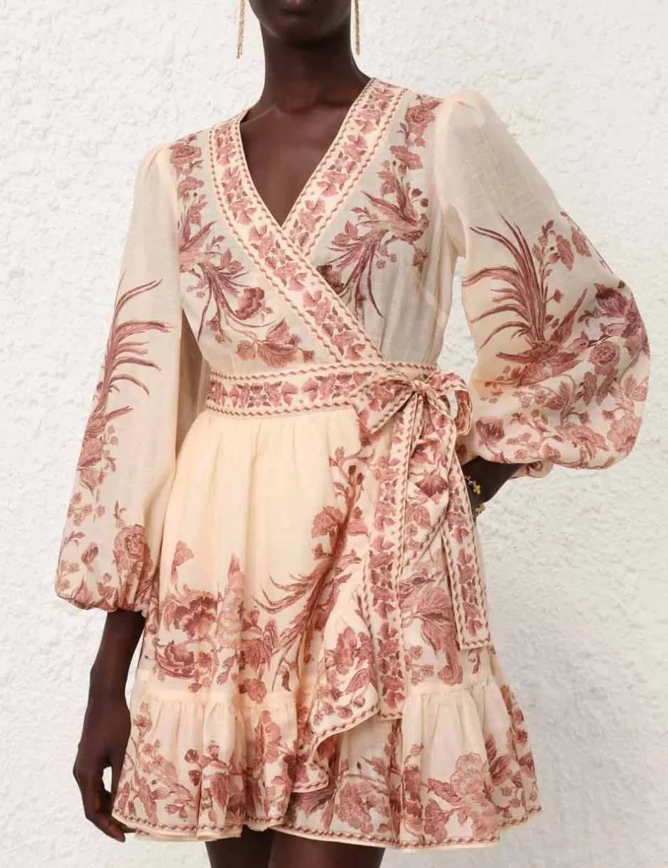 ZIMMERMANN Clothing | Dresses & Coverups<Waverly Wrap Mini Dress Cream Pink Bird