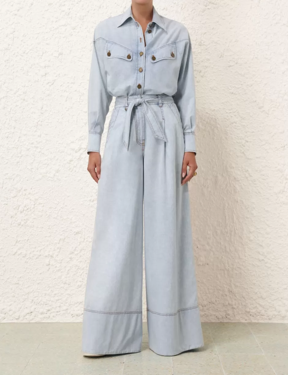 ZIMMERMANN Clothing | Denim<Wide Leg Denim Pant Blue Smoke