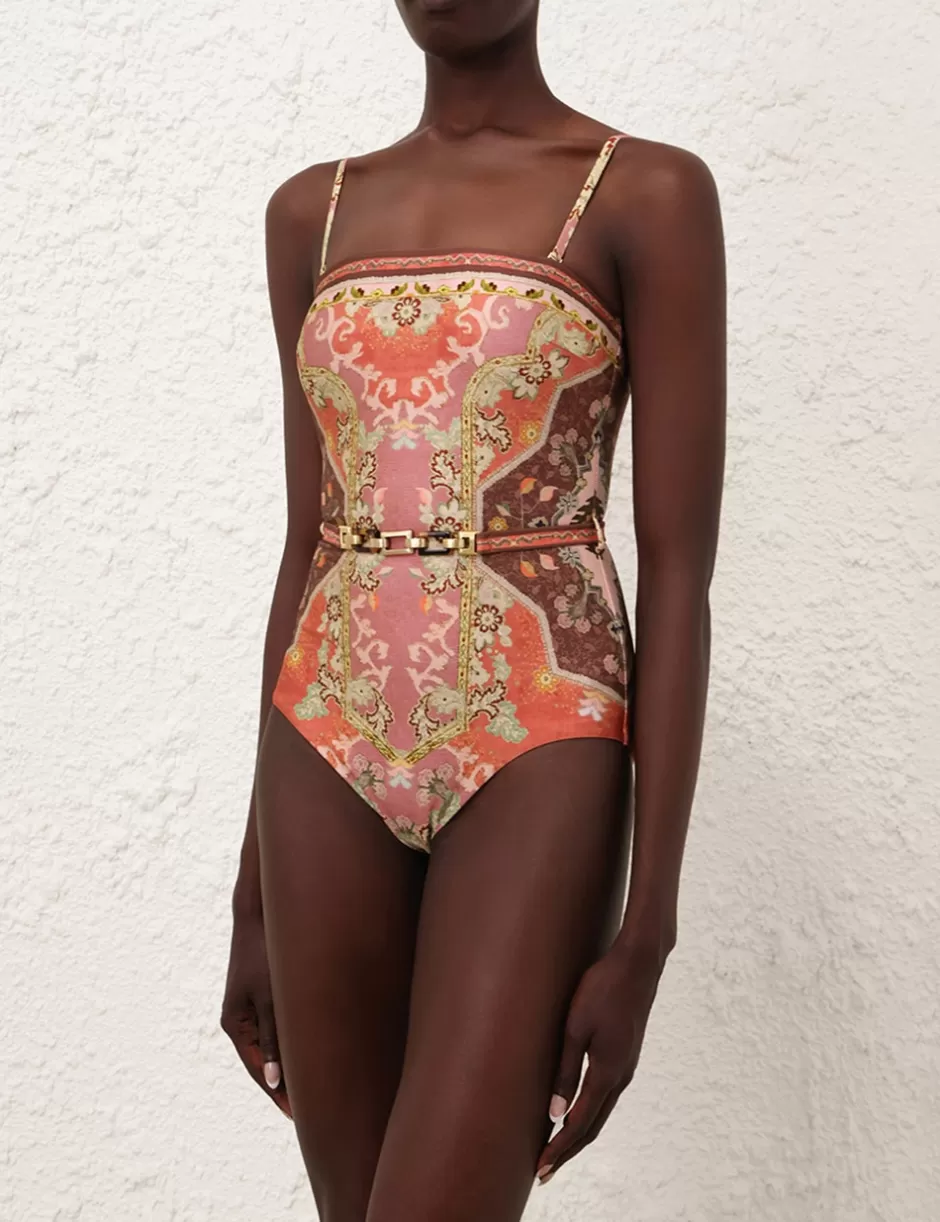 ZIMMERMANN One Pieces<Wylie Belted Bandeau 1PC Rust Multi