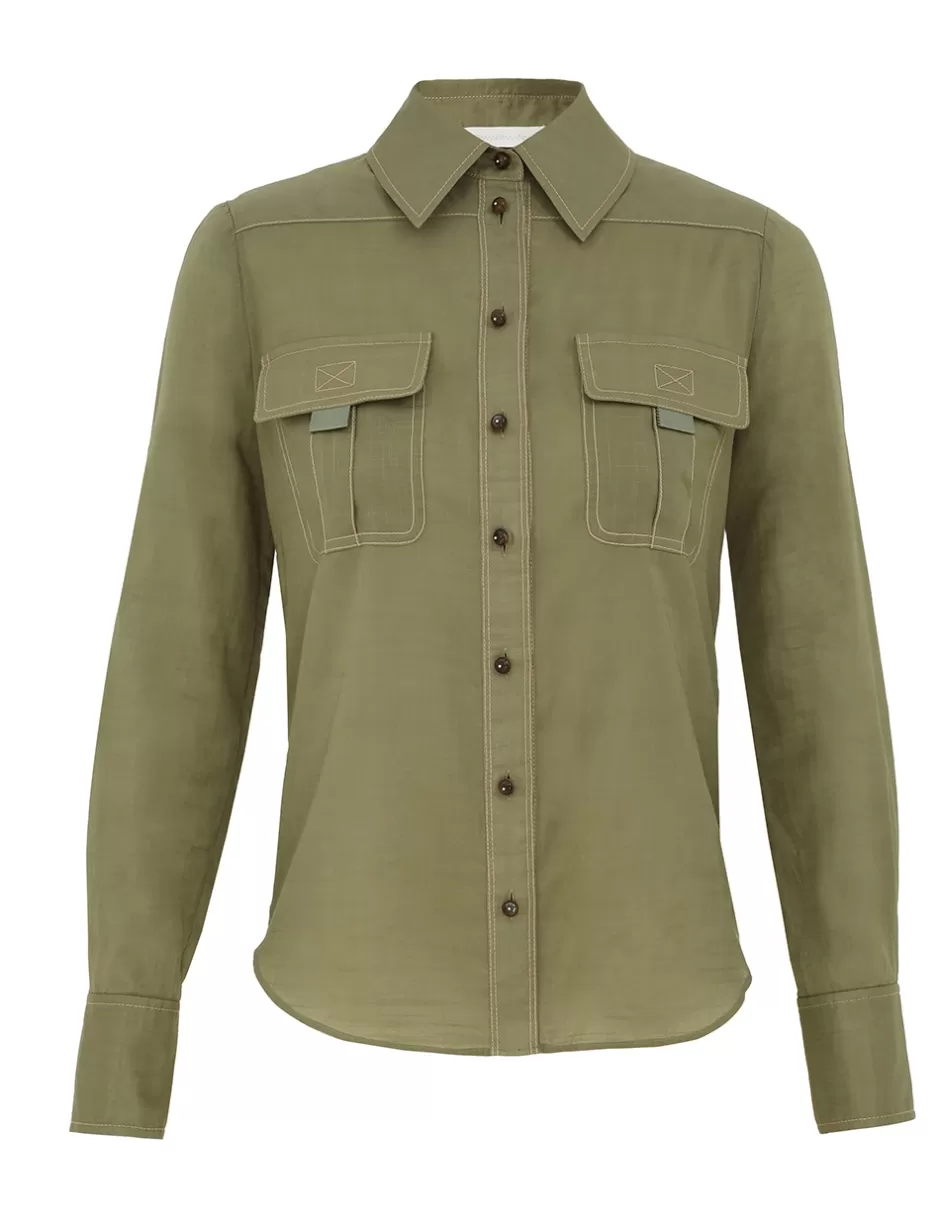 ZIMMERMANN Clothing | Tops<Wylie Body Shirt Olive