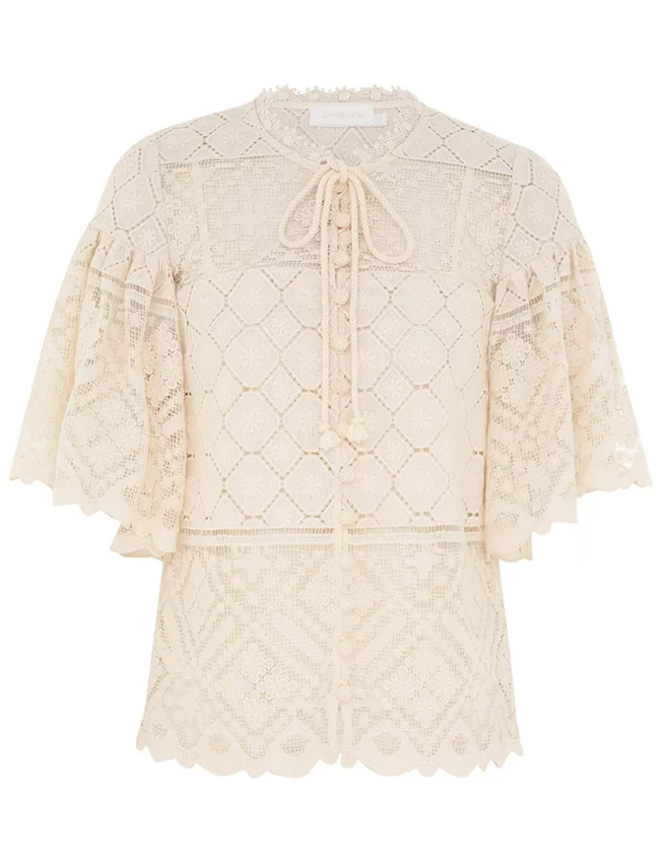 ZIMMERMANN Clothing | Tops<Wylie Crochet Blouse Tea