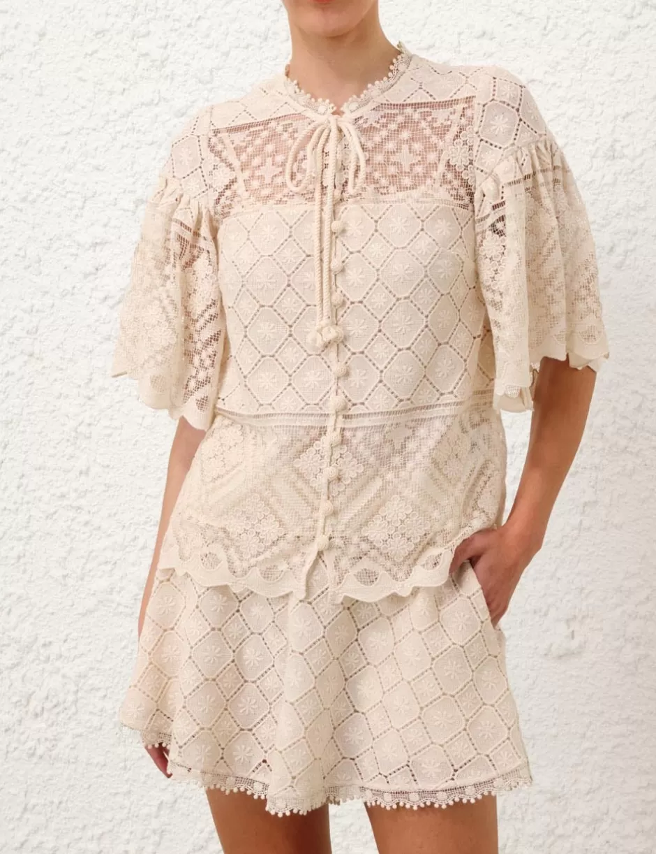 ZIMMERMANN Clothing | Tops<Wylie Crochet Blouse Tea